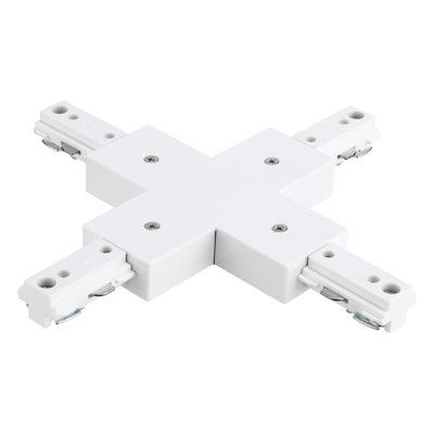H Track X Connector, H Type Single Circuit 3-Wire-1 Track Lighting Kit, 120V, White
