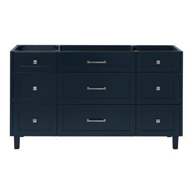 ARIEL Monreau 60" Solid Wood Single Bathroom Vanity Base Only in Midnight Blue