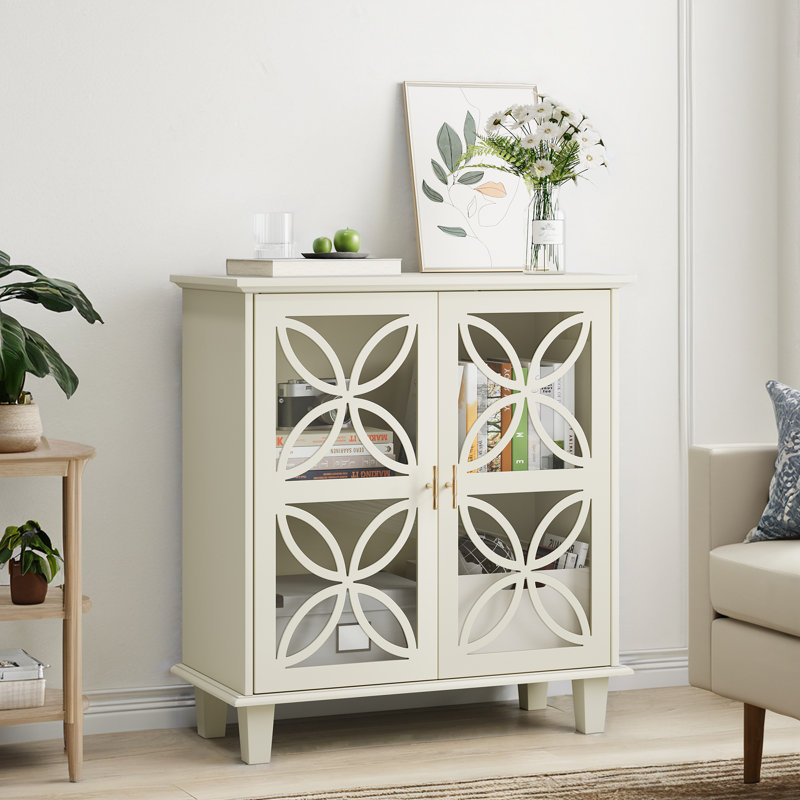 Armoire de rangement rétro avec portes en verre trempé