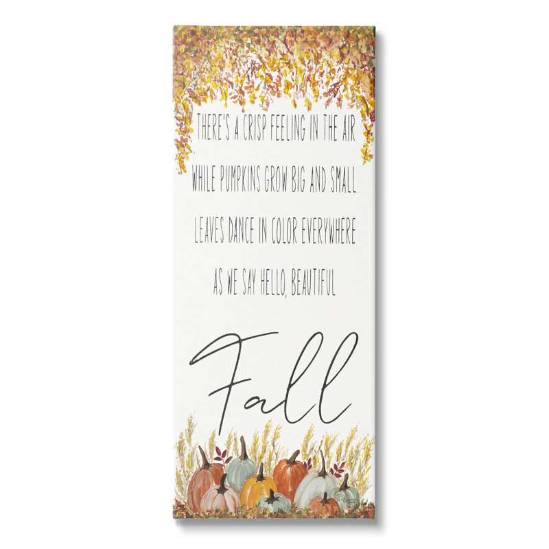 "Autumnal Hello Beautiful Fall", art mural sur toile par Soulspeak & Sawdust, H 24 po x l 10 po x P 1,5 po