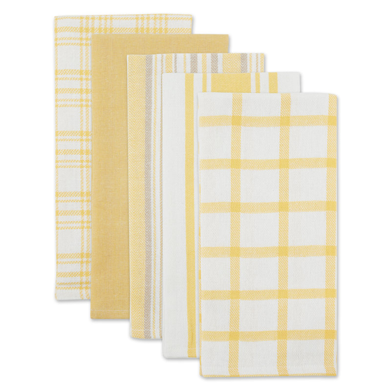 Cotton Stripe Jacquard Tea Towel Kitchen Towel, Yellow