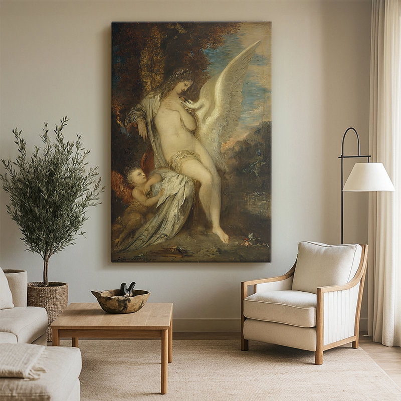Leda avec le cygne - toile tendue par Gustave Moreau, 32 x 48