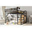 Lit mezzanine en métal peu encombrant avec rangement intégré de style moderne pour chambre d'enfant et d'adolescent-1161991731