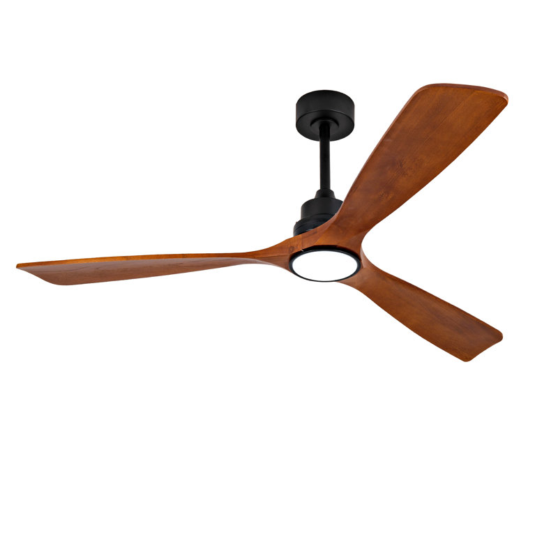 New Model 60 Inch Ceiling Fan With 18W Led Light 3 Solid Wood Blades Remote Control Reversible Dc Motor For Home, 60" Wide