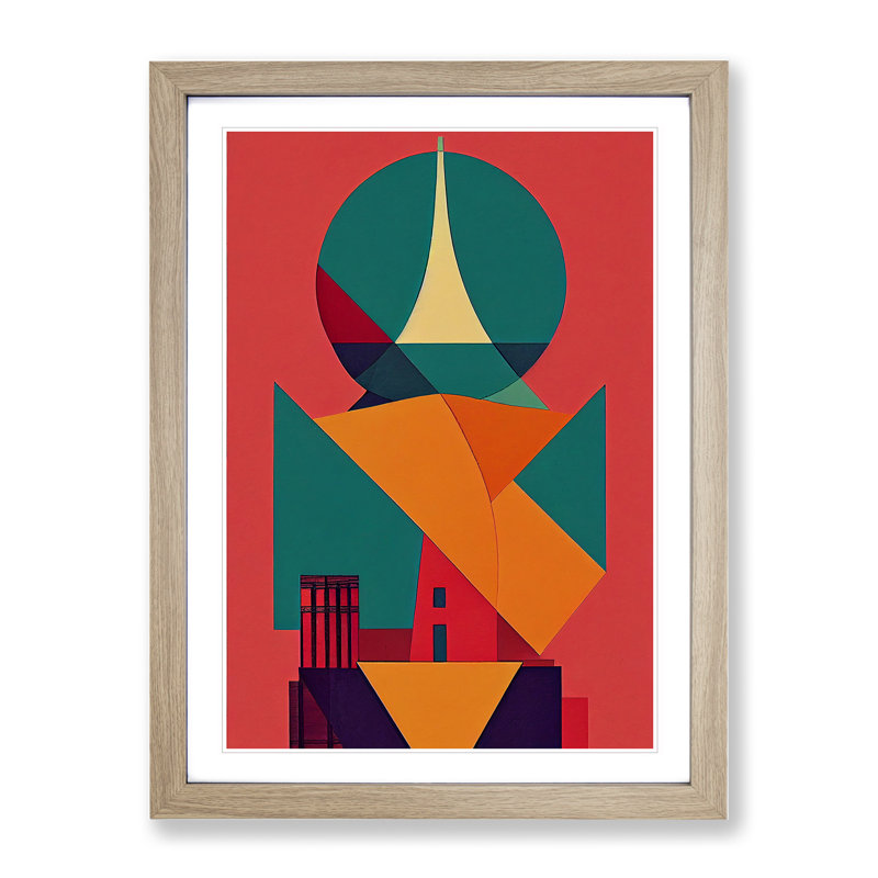 Bold Architecture No.1 Abstract - Wall Art, 48cm H x 36cm W, Oak Framed, White
