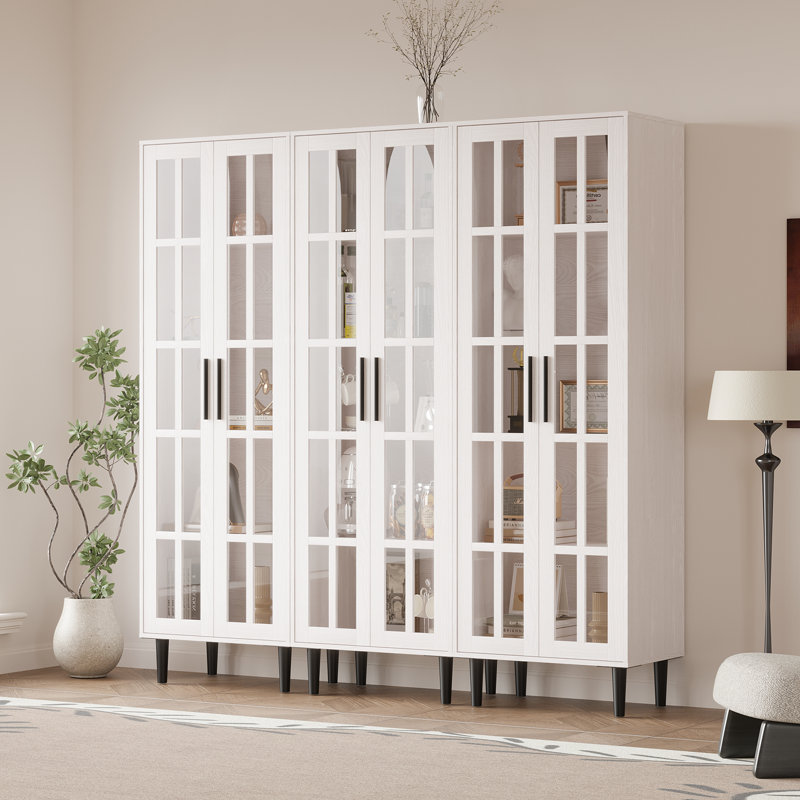 H 70,9 po x l 70,8 po avec bibliothèques, Blanc