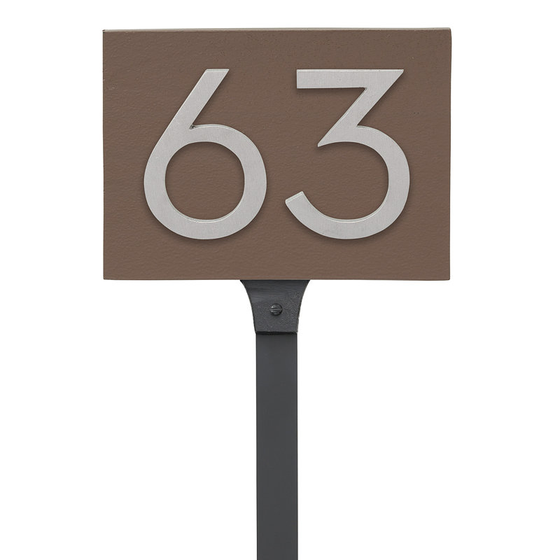 Panneau d'adresse flottant sur la pelouse sur 1 ligne, Aluminium brossé, Sable, Oui