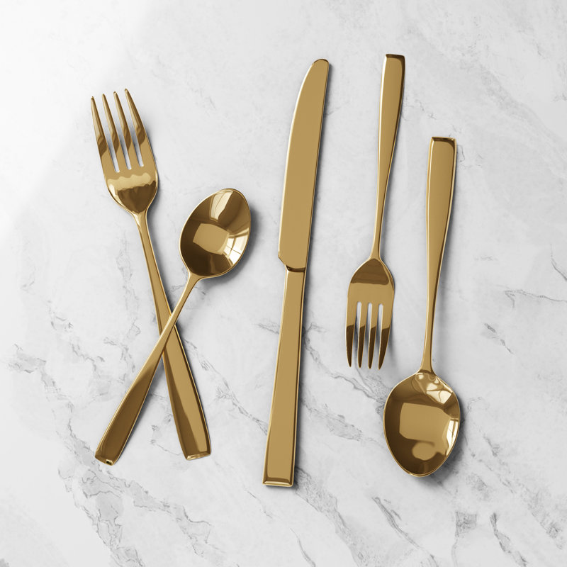 Mercury Row® Ammons Stainless Steel Flatware Set - Service for 4, Gold