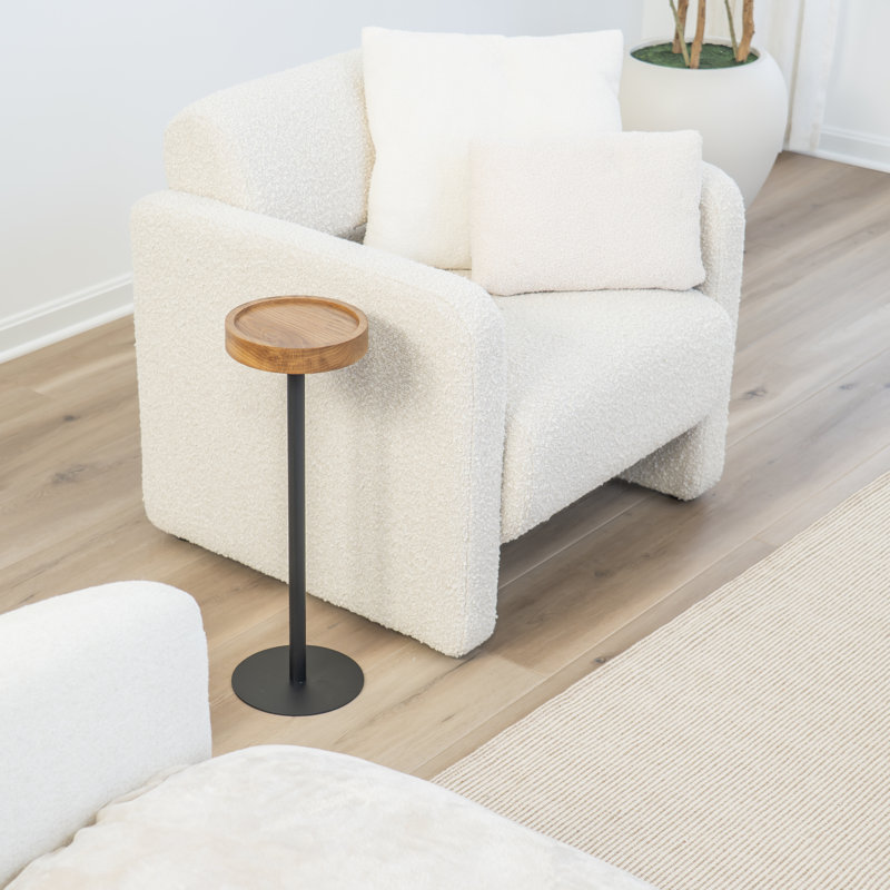Round Side Table, White Oak, Black