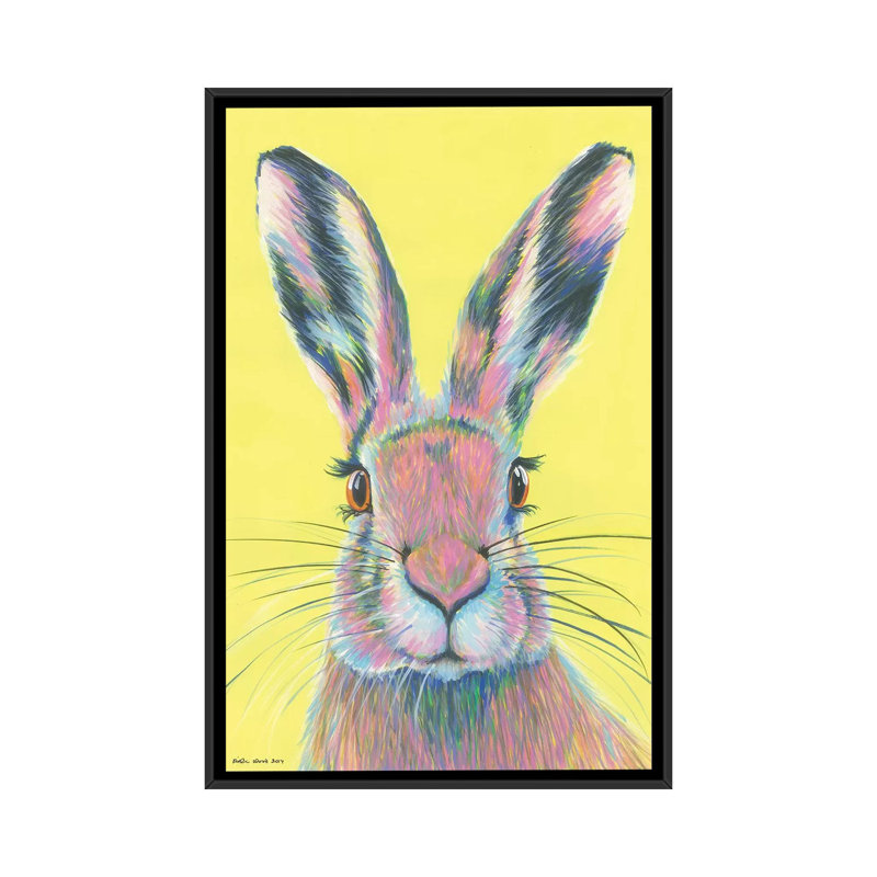 Mad March Hare by Kirstin Wood - Painting on Canvas, 152.5 cm H x 101.5 cm W, Black Framed Canvas