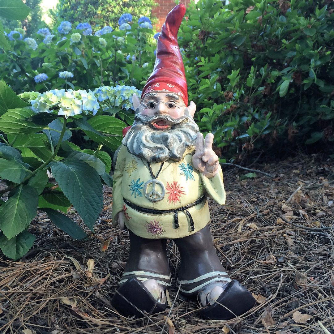 Nowaday Gnome Hippie Jerry "Peace Man" Garden Statue HomeStyles