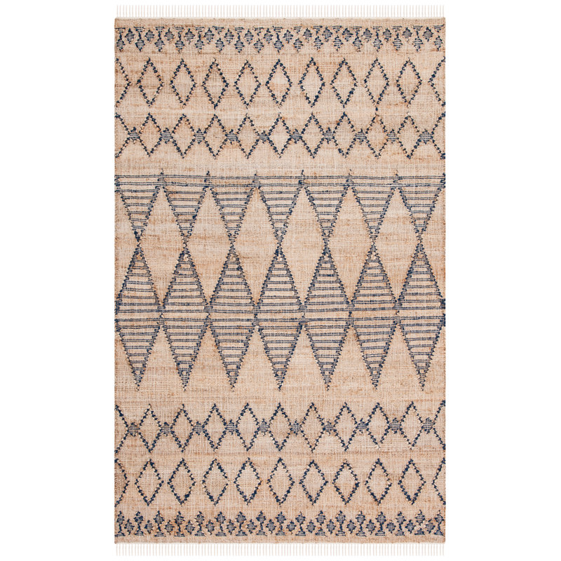 Arijus Natural Fiber Flat Weave Jute/Wool/Cotton Geometric Rug in Black/Brown, Rectangle 8' x 10'