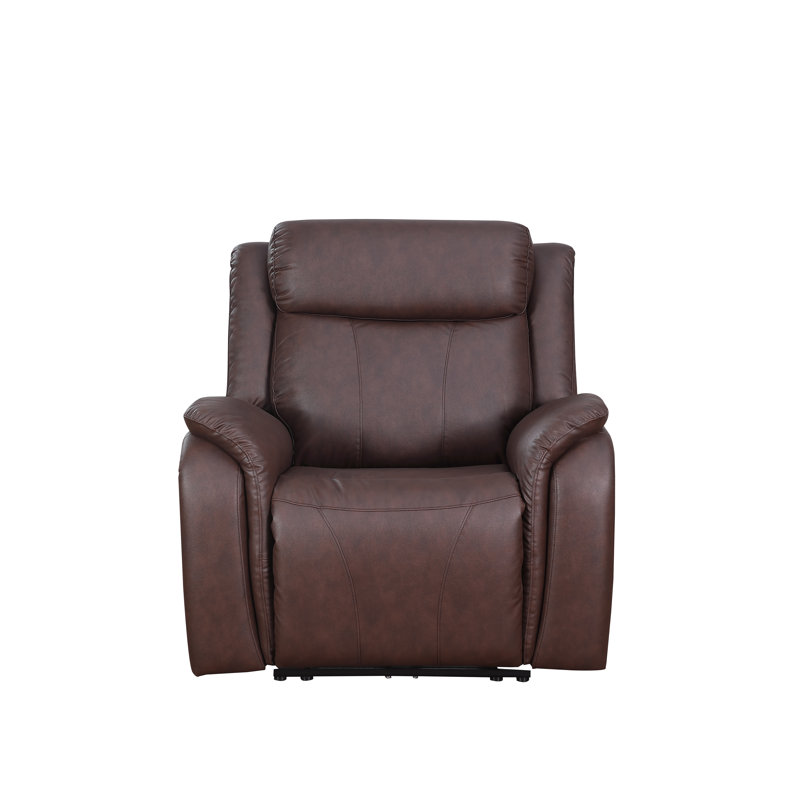 Lamiaa Faux Leather Power Recliner, Brown Faux Leather