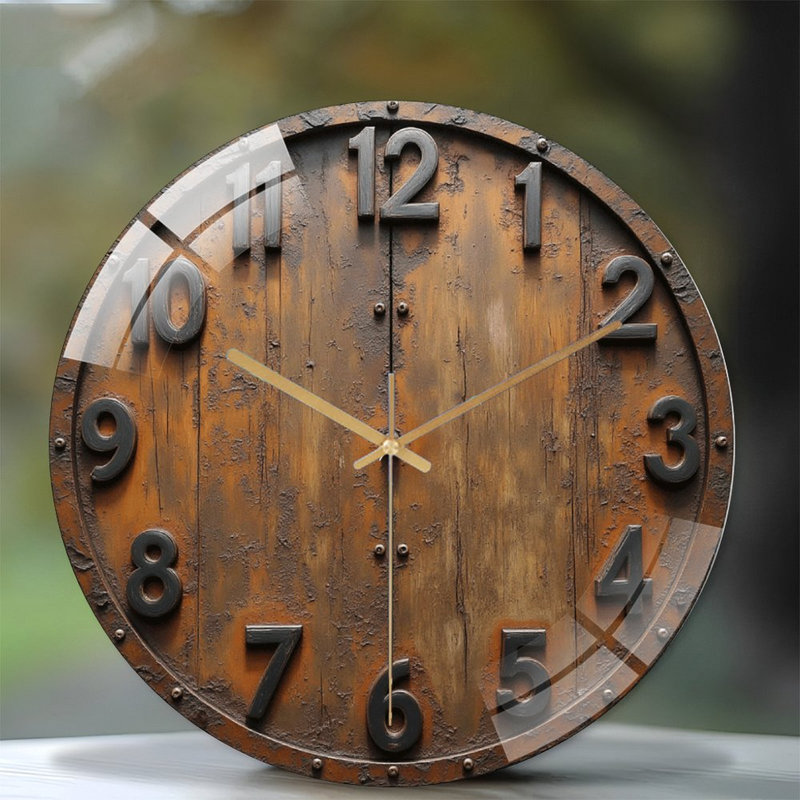 Horloge murale rétro en bois 12 po