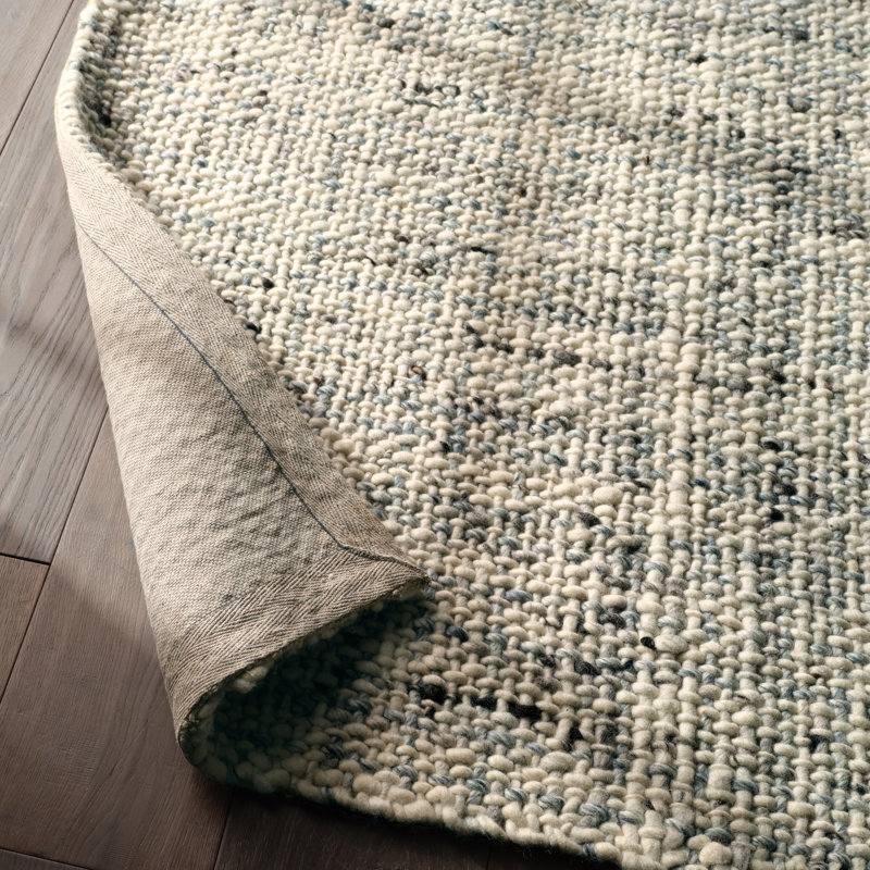 Jaipur Living Season CMB05 Handmade Solid Cream and Blue Area Rug (6'x9'), Rectangle 9' x 12'