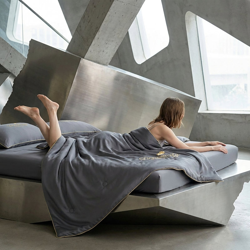 Ensemble de courtepointe Feather, 200x230cm, Gray