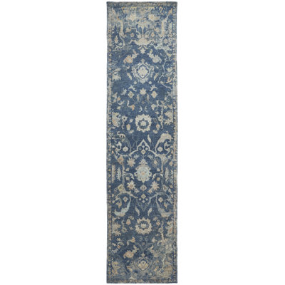 Debarghya Hand Knotted Wool Area Rug in Blue