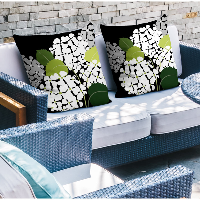 Housse et insert de coussin décoratif intérieur / extérieur en polyester / mélange de polyester, L 17 po x H 17 po, Noir
