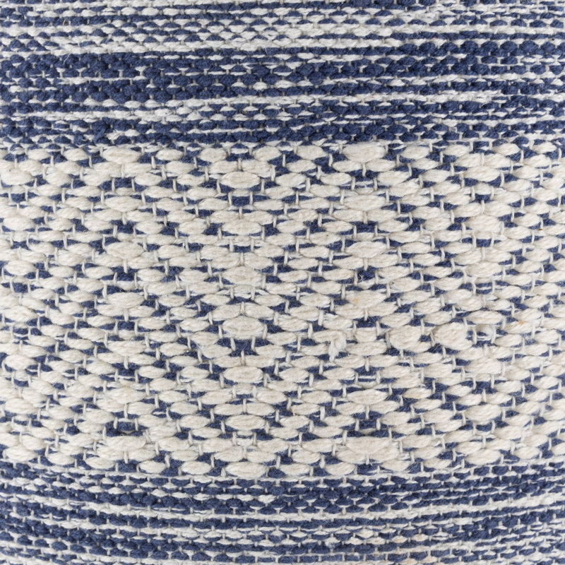 Coldwater Upholstered Pouf, Beige/Denim