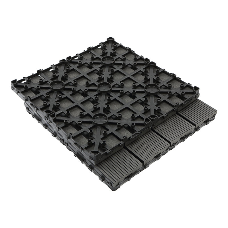 Carreaux de terrasse à emboîter bricolage - Revêtement de sol extérieur et intérieur imperméable pour patio, Gris
