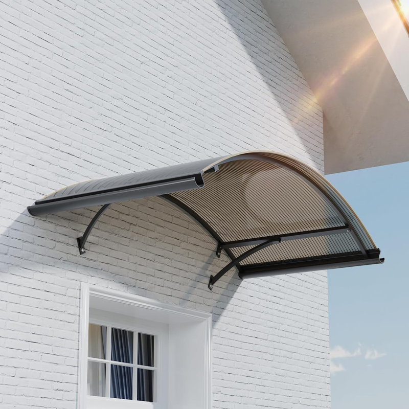 Awning for Door Entrance,36x63 Inch Round Arch Door Awning Canopy with Aluminum Brackets & Polycarbonate Cover, UV, Rain & Snow Protection for Window, Porch, Patio, Deck