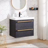 Granbury Black Modern 30" Wall-Mounted Single Bathroom Vanity Set