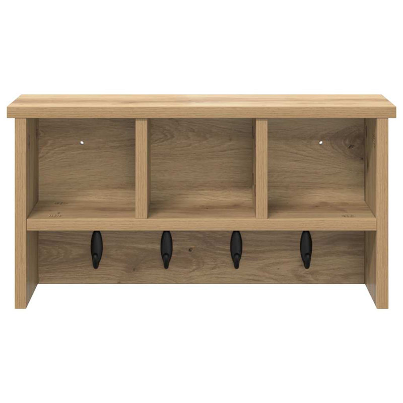 Wall-Mounted Coat Rack 50 X 16 X 26 Cm Engineered Wood, Artisan Oak