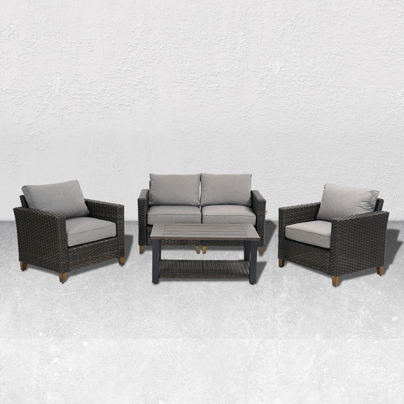Umeh 4 - Person Modular Patio Conversation Set with Cushions