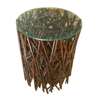 Lefkoniko Glass Top End Table