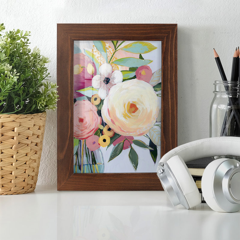 Georgia Bouquet II, encadré sur papier, H 6 po x l 4 po x P 1 po, Châtaigne