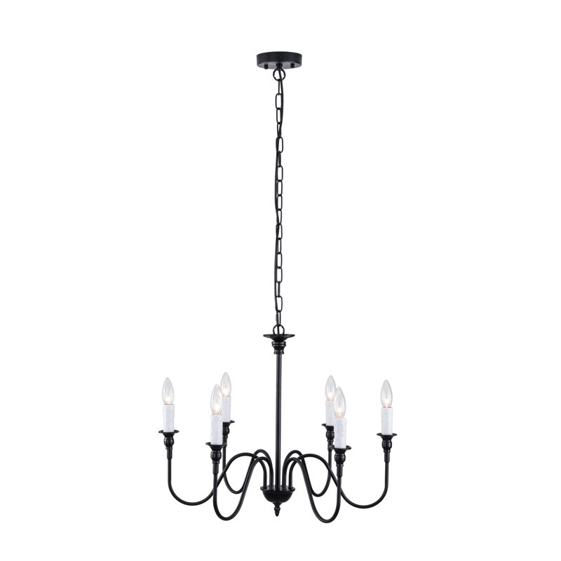 Luminaire suspendu noir style campagnard 6 lumières