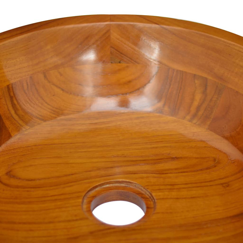 VidaXL Brown Solid Wood Circular Bathroom Sink