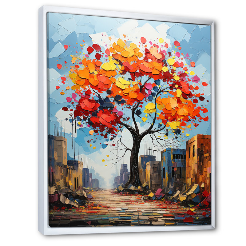 Graffiti style baobab - décoration murale arbre baobab, Cadre flottant blanc, H 40 po x l 30 po