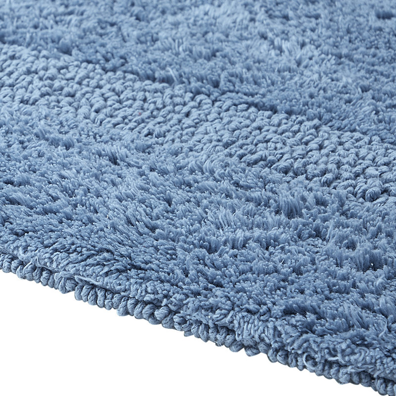 Rozanne Reversible Cotton Bath Rug, Dark Blue, 20" x 60" Runner