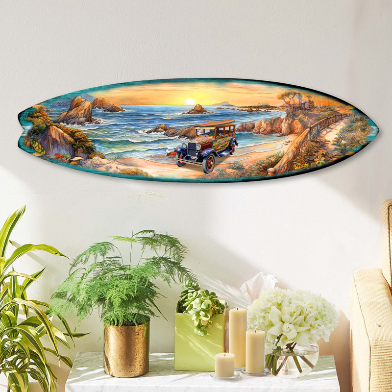 Décoration murale planche de surf, H 13,5 po x l 48 po x P 1 po
