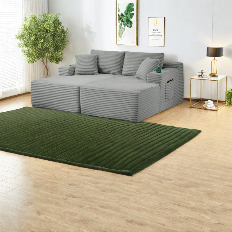Canapé modulaire moderne en velours côtelé gris clair pour la maison