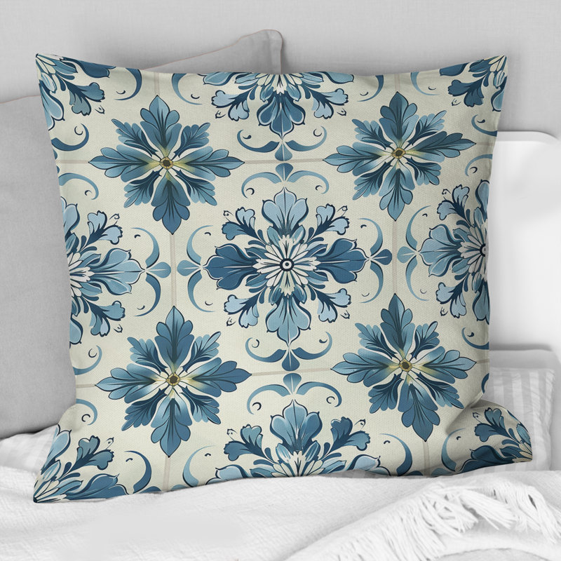 Tuile rétro bleu poudre P - Coussin Farmhouse, H 18 po x l 18 po, Carrée