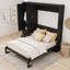 Grand lit escamotable 2 tiroirs avec garde-robe, tête de lit tapissier et casiers suspendus-1002779917