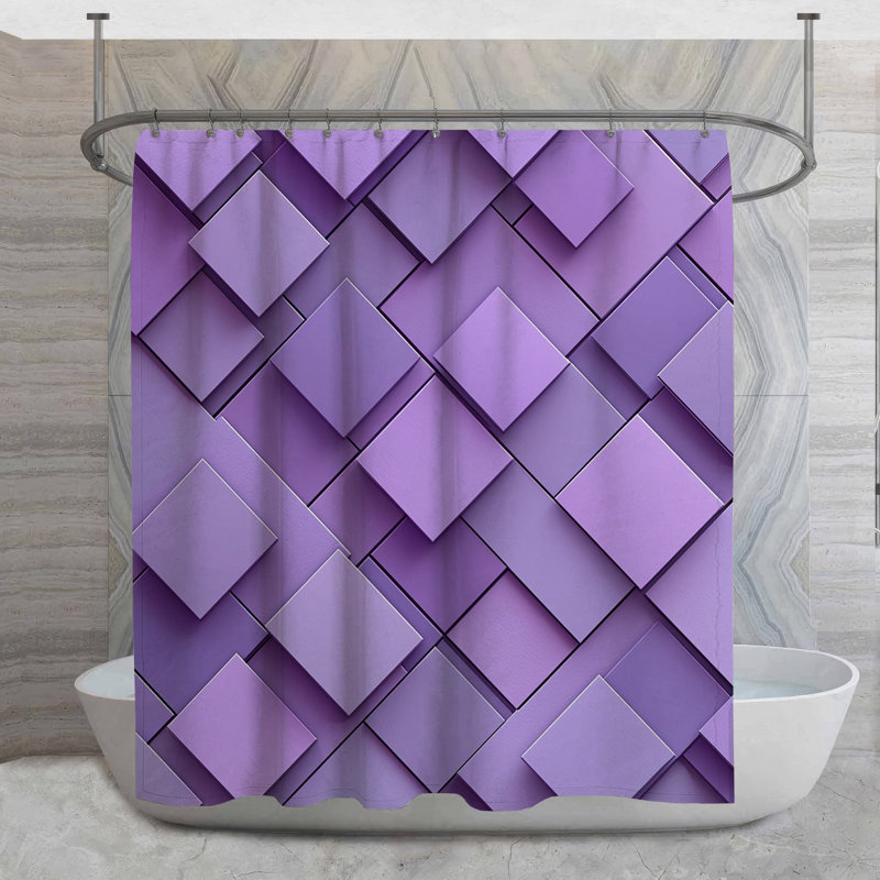 Rideau de douche Square Layers - Décoration de salle de bain abstraite minimaliste, H 84 po x l 70 po