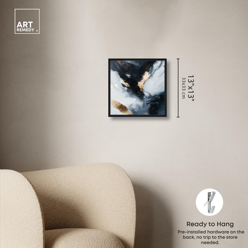 Toile Golden Spark II par Art Remedy, H 13 po x l 13 po, Noir, Cadre flottant