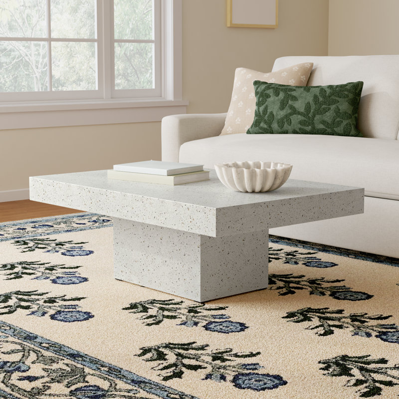 Kareen 47" Rectangle Coffee Table, Ivory Terrazzo