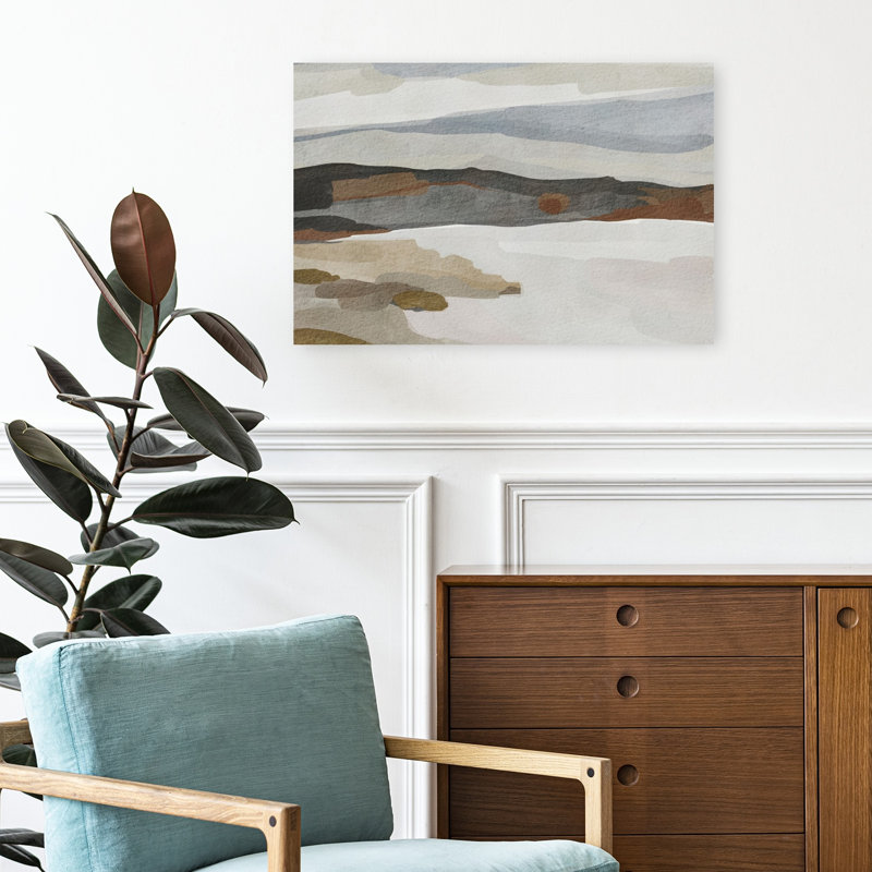 Art mural de paysage abstrait de la côte douce et abstraite minimaliste moderne