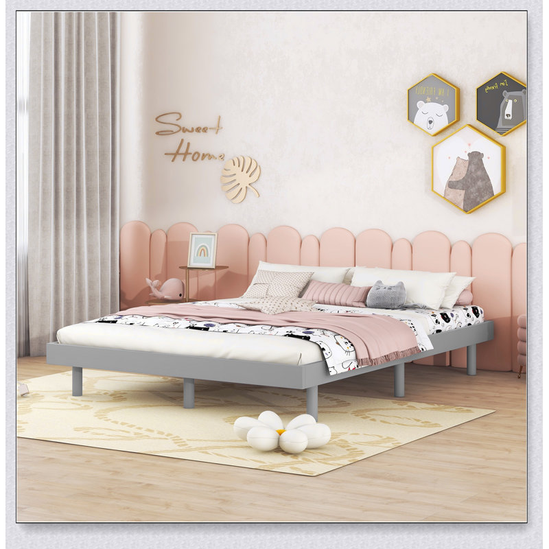Modern Design Floating Platform Bed Frame, Grey, Full/Double