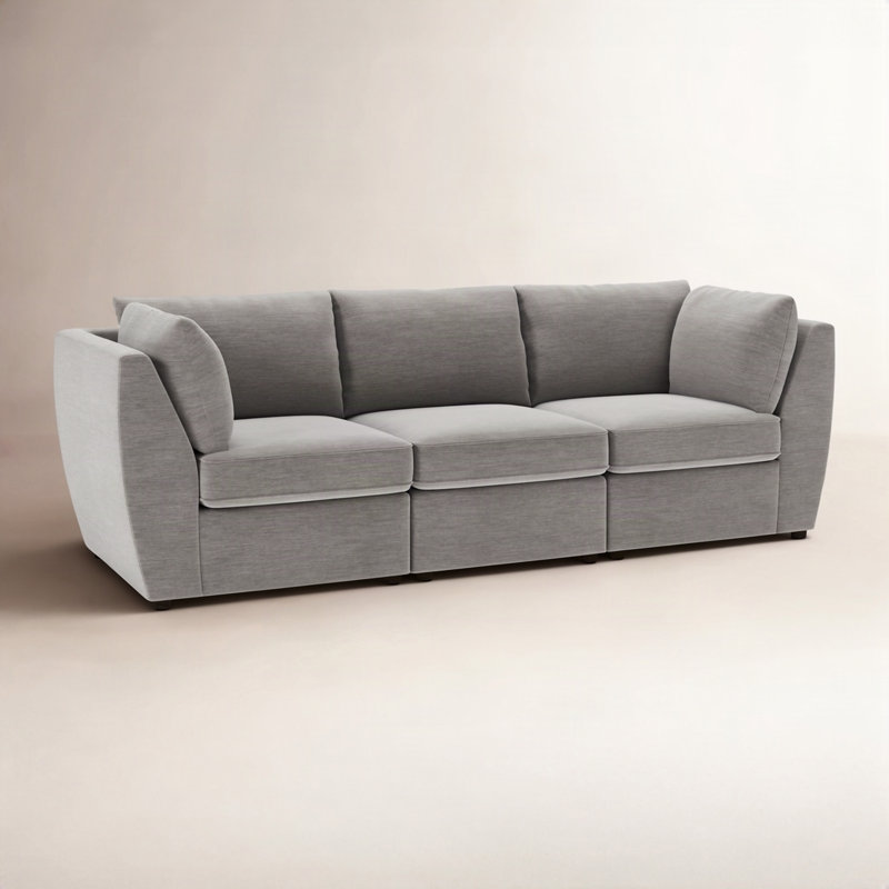 Canapé modulaire rembourré 3 pièces Caldwell, Métal Evan