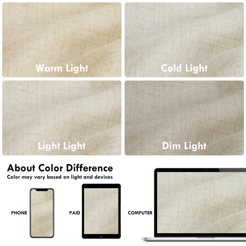 Schimmel Pinch Pleat Semi Sheer Solid Farmhouse And Modern Rustic Curtains For Living Room Bedroom, 50" W x 96" L, Beige