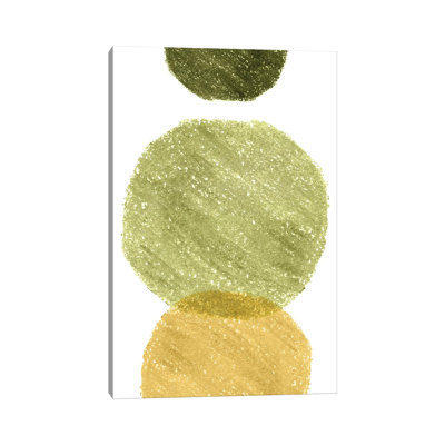 Green And Mustard Circles by Whales Way - Print on Canvas