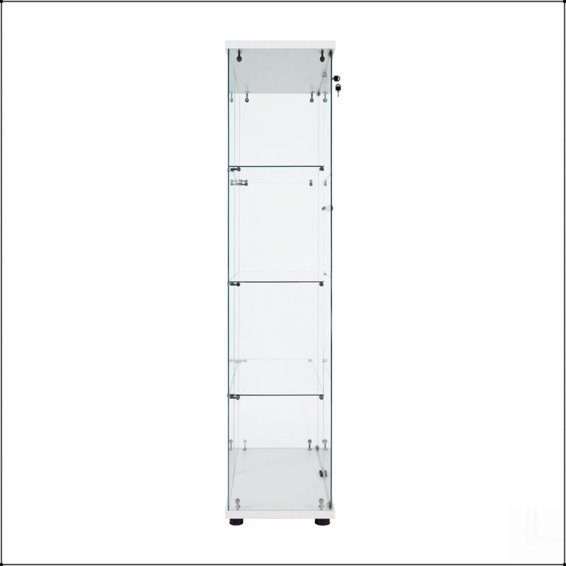 Vitrine lumineuse en verre à deux portes avec 4 tablettes, Blanc