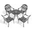 Ensemble de conversation d'extérieur en fonte d'aluminium 5 avec structure noire et coussins de siège résilient - Coussins