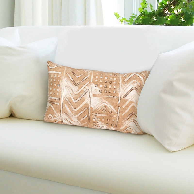 Geometric Outdoor Reversible Throw Pillow, Biscotti