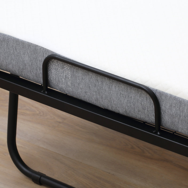 Lit pliant moderne, lit pliant avec matelas de 4 po, lit d'invité pliable portatif avec structure en métal robuste et roues